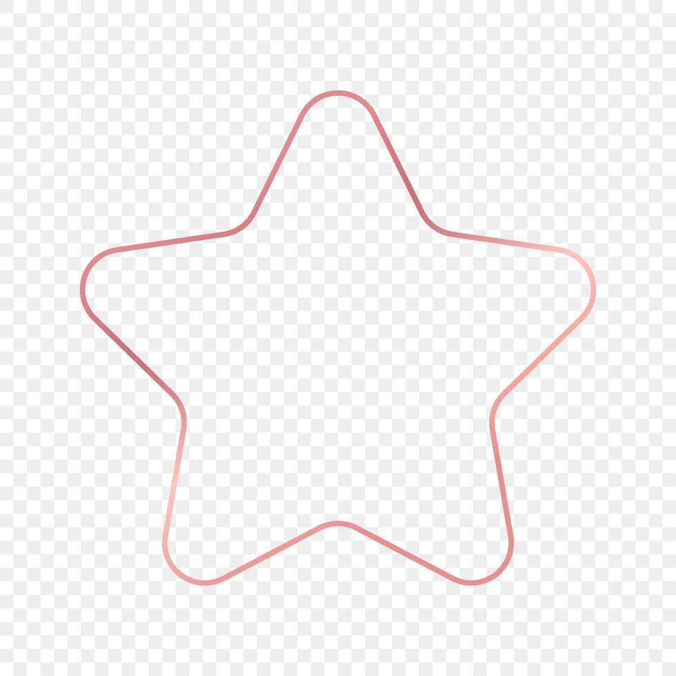 Rose gold glowing rounded star shape frame vector