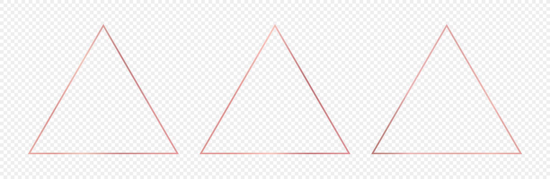 Rose gold glowing triangle frame vector