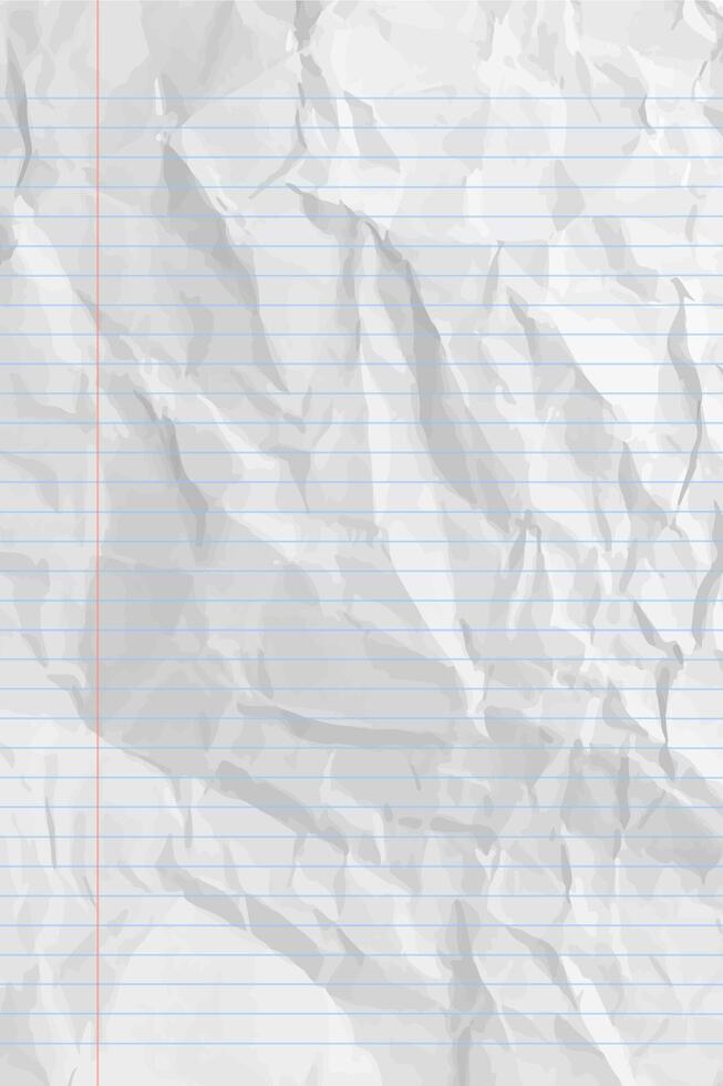 White clean crumpled notebook paper with lines vector