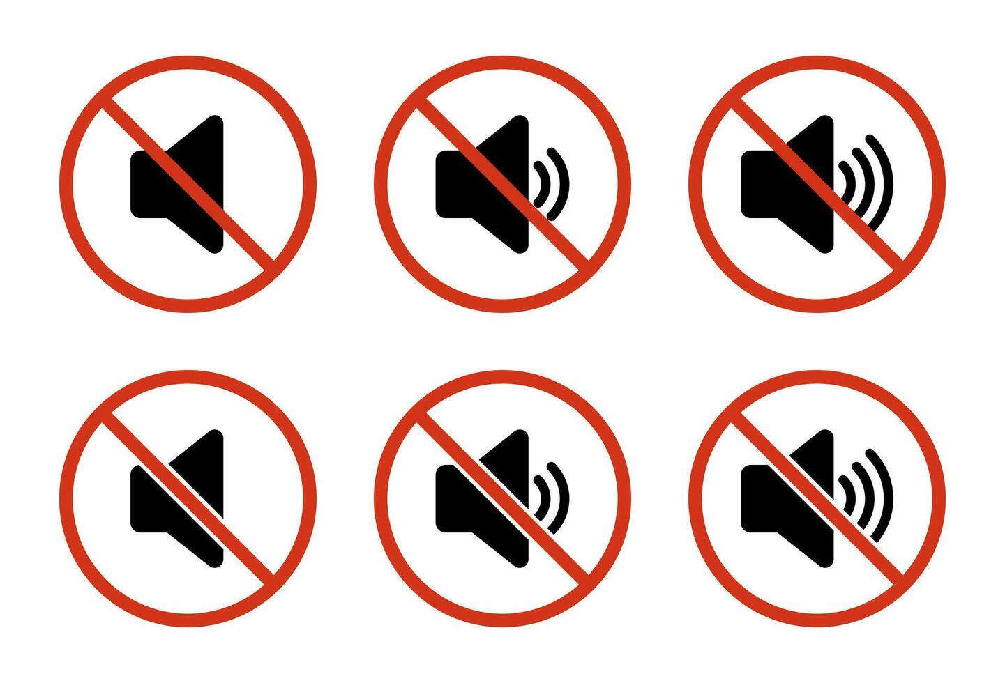 No sound speaker icon set collection. Audio forbidden sign symbol vector