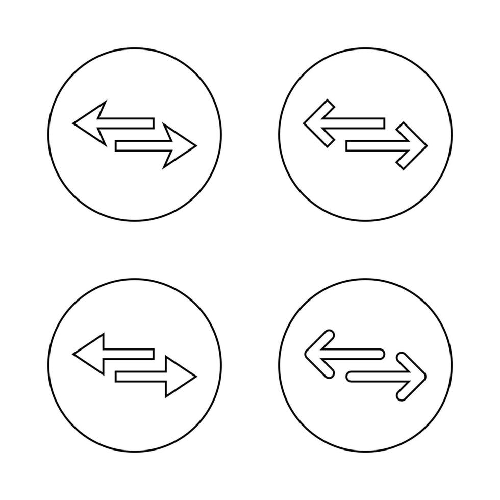 Transfer, exchange arrow outline icon set on circle line vector