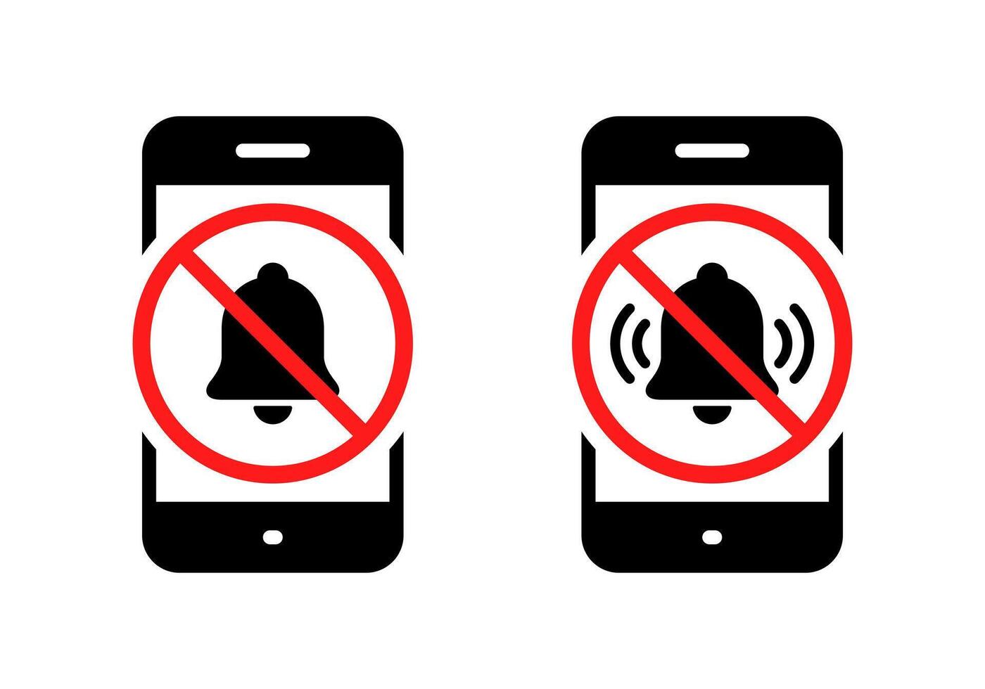 No bell on mobile phone screen icon. Notification forbidden sign symbol vector