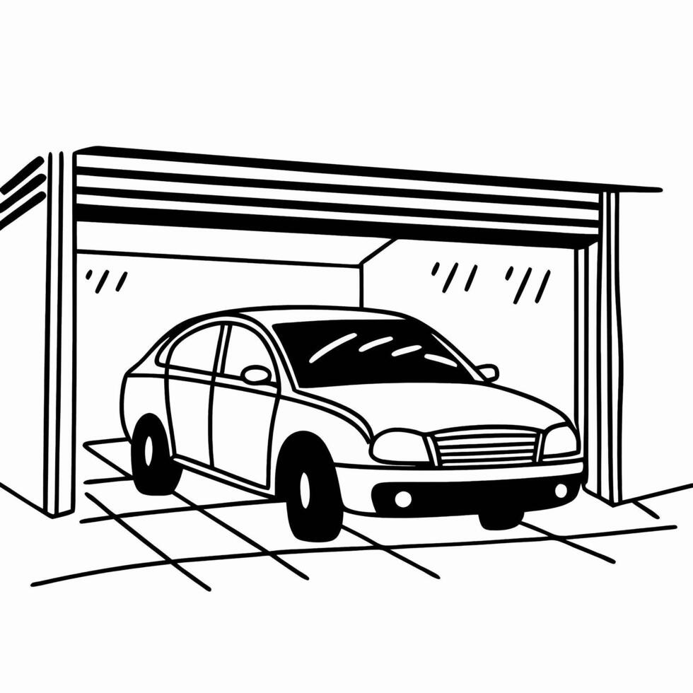 a car in the parking lot. Auto service. vector