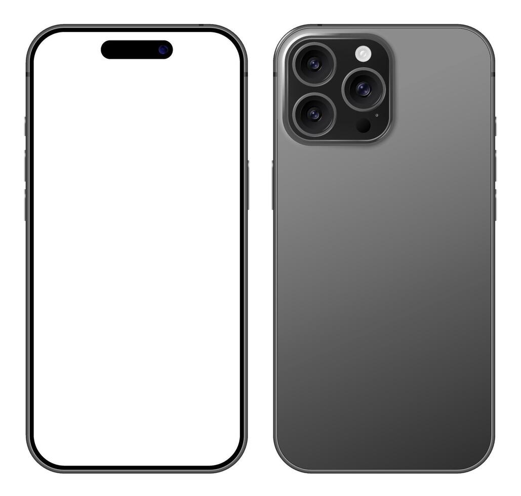 Realistic modern smartphone front back view mockup template illustration vector
