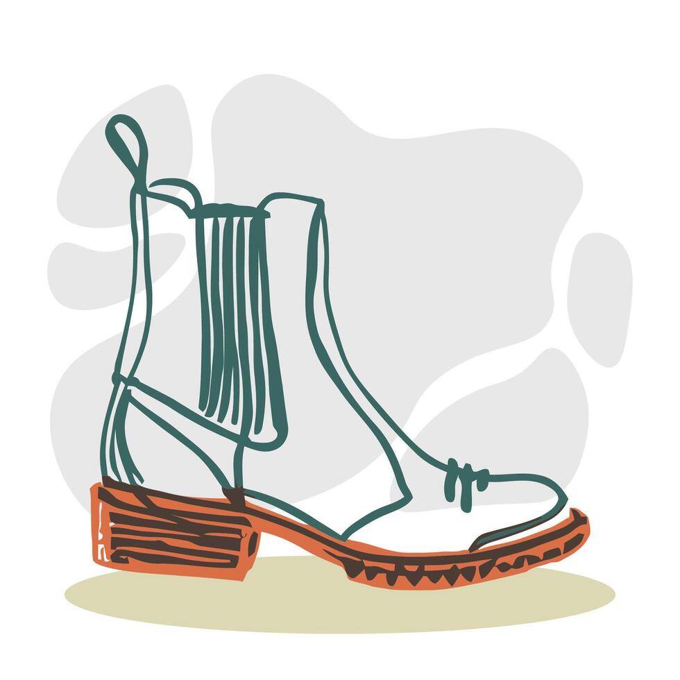 boot shoes illustration in hand drawing sketch doodle illustration vector