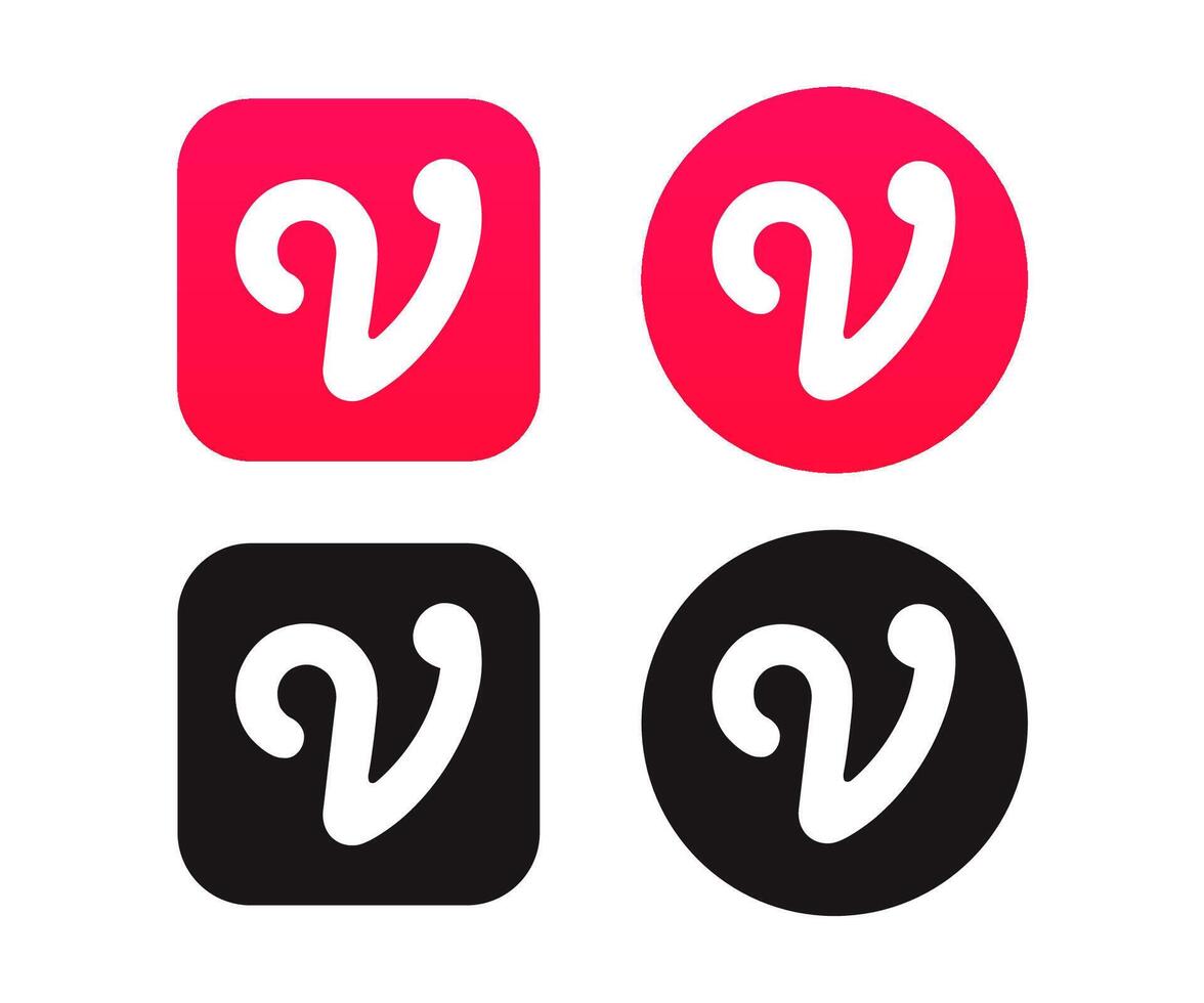 Vidio Logo In Square And Round Button vector