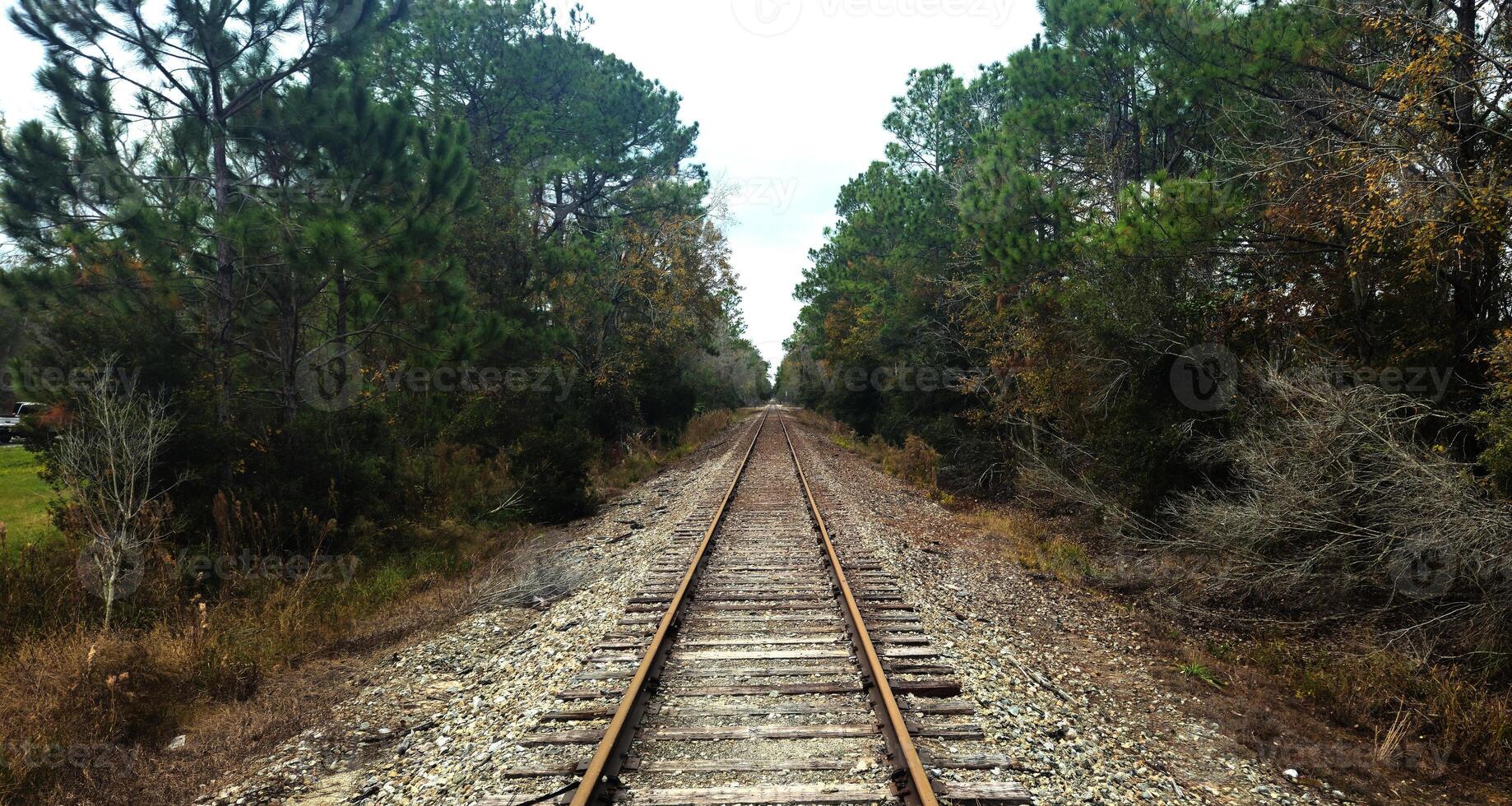 A train track with a train on it photo