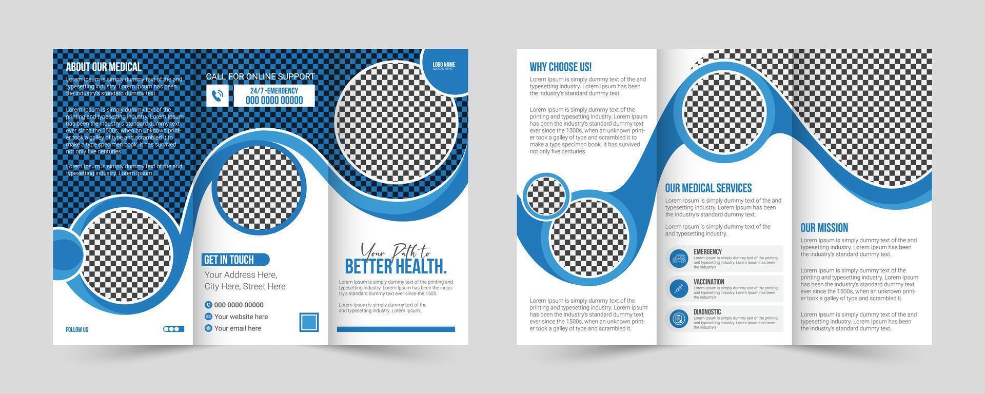 Healthcare Services Trifold Template - Blue and White Theme vector