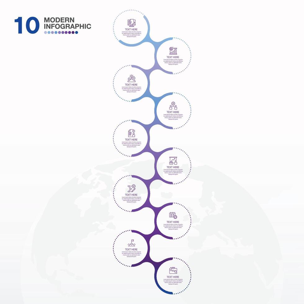 Infographic process design with icons and 10 options or steps. vector