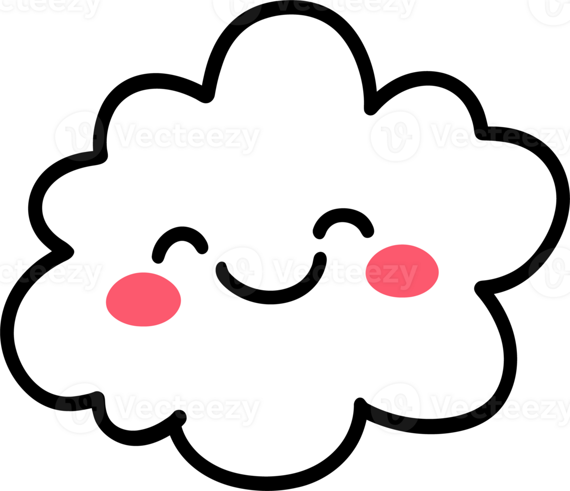Cute Smiling Cloud Illustration with Pink Cheeks and Happy Expression png