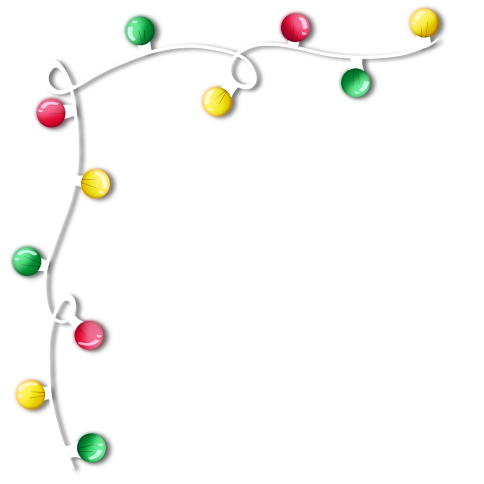 A christmas garland with lights on Transparent background png