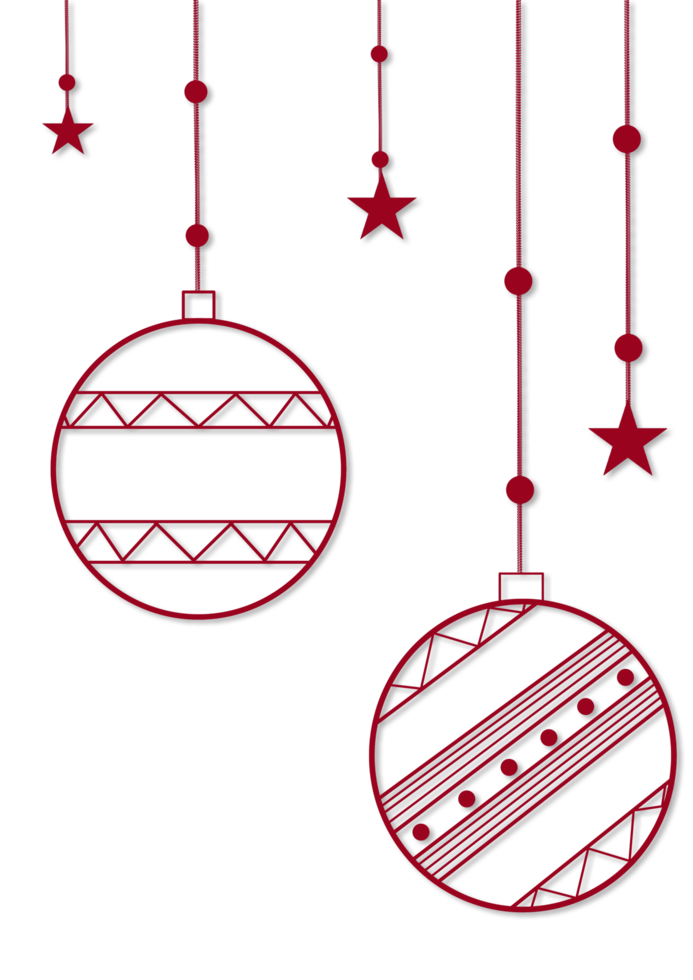 Two red christmas ornament balls hanging png