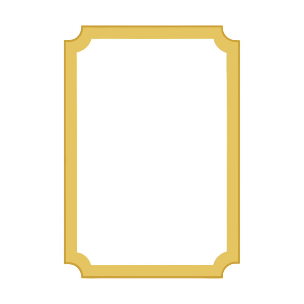 Modern Gold Frame on Transparent Background png