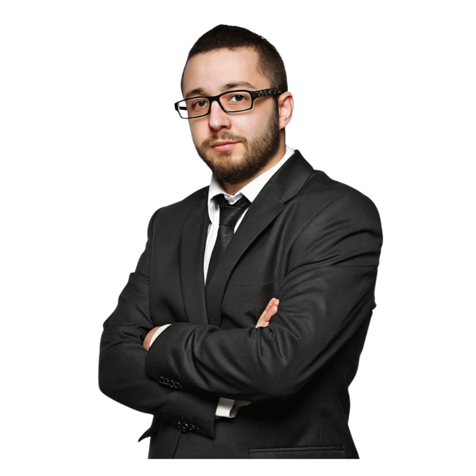 Focused Businessman Standing with Arms Crossed png