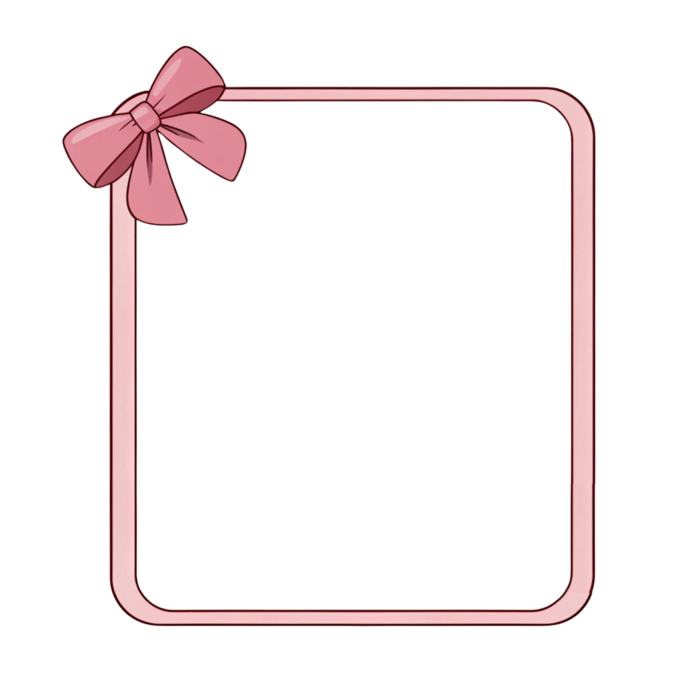 A Pink Ribbon Frame with a Bow on it png