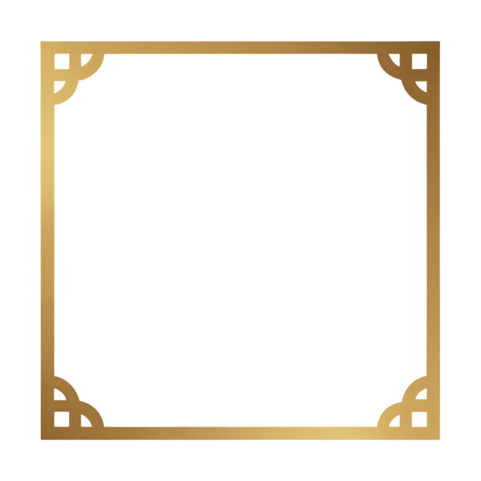 Elegant Gold Frame on a Transparent Background png