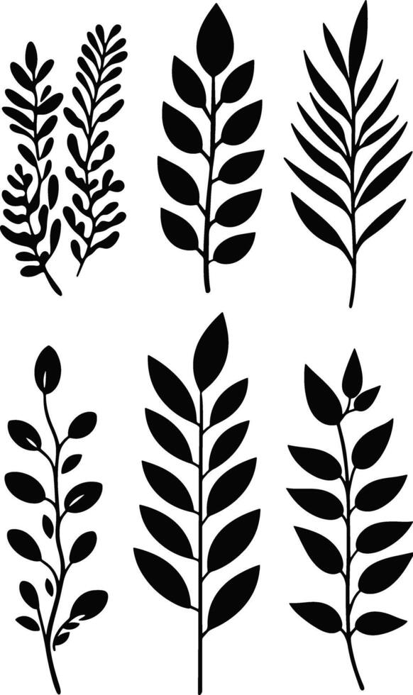 Black silhouettes of leaves on a white background vector
