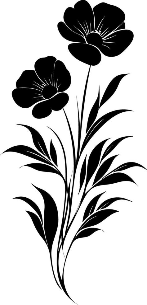 Black and white flowers on a white background vector