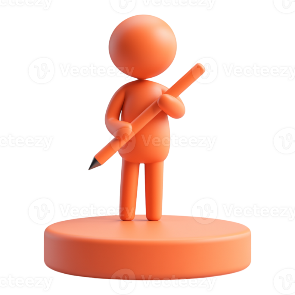 3d Person Writing on an Abstract Surface against transparent background for Creative or Work Themes png