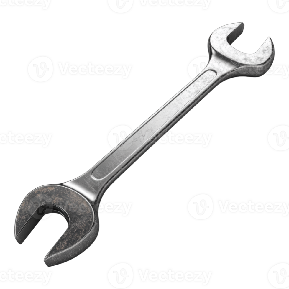 Wrench spanner against transparent background for tool showcases, mechanical presentations or hardware product displays png