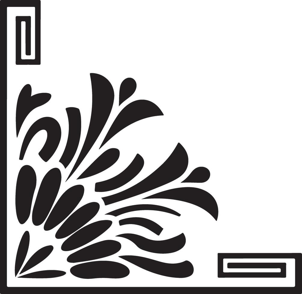Stylized Corner Ornament with Floral Geometry vector