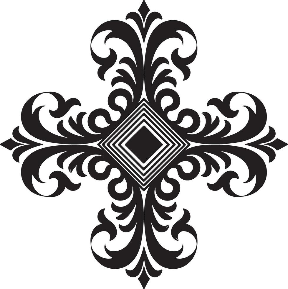 Symmetrical Ornamental Design with Central Diamond Motif vector