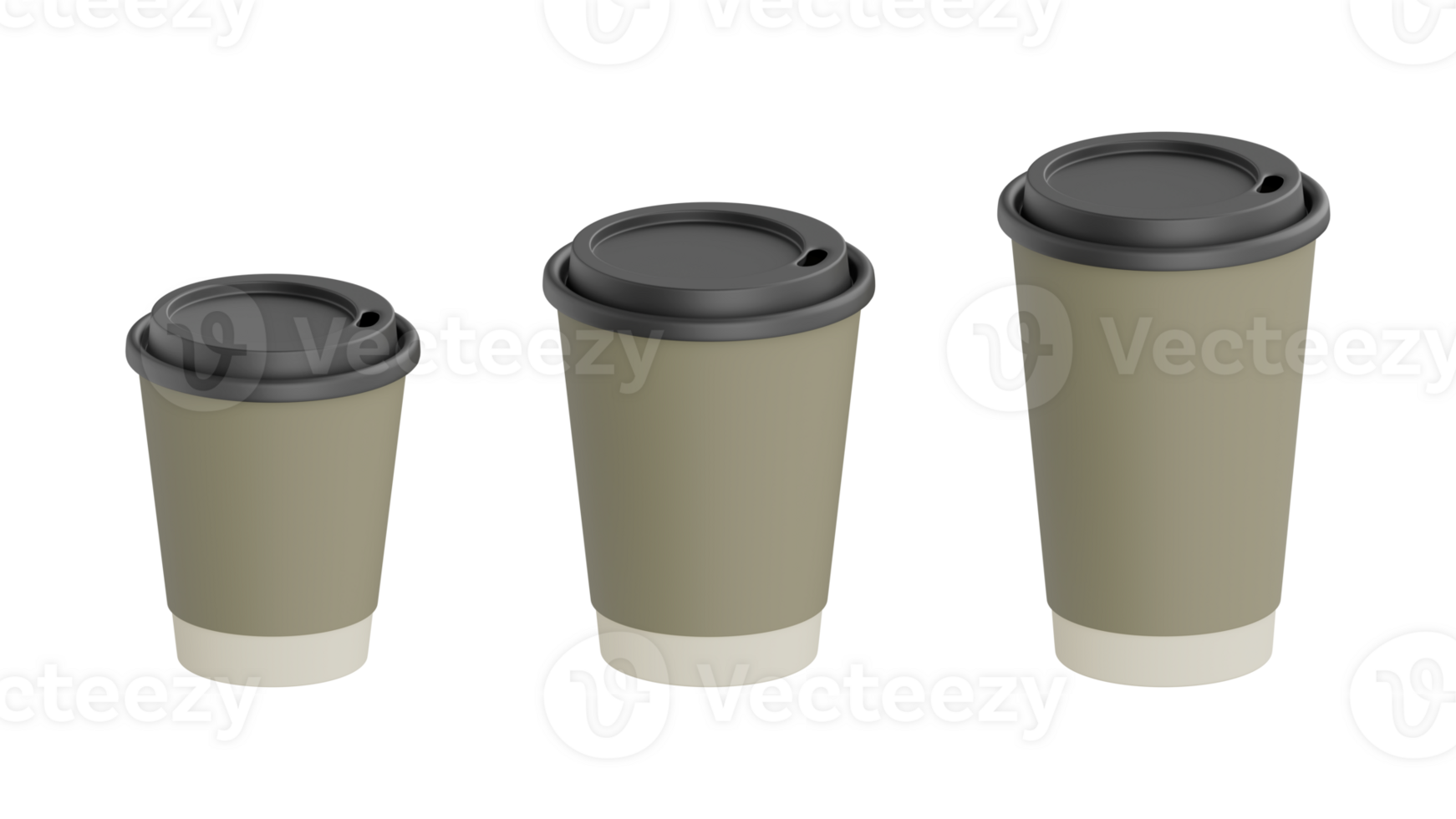 Beige disposable paper cup with black lid mockup template isolated on Transparency Background coffee tea hot drinks to go takeaway mug branding presentation realistic 3d rendering png