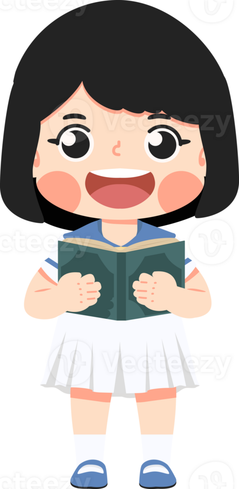 Kid Girl Reading A Book png