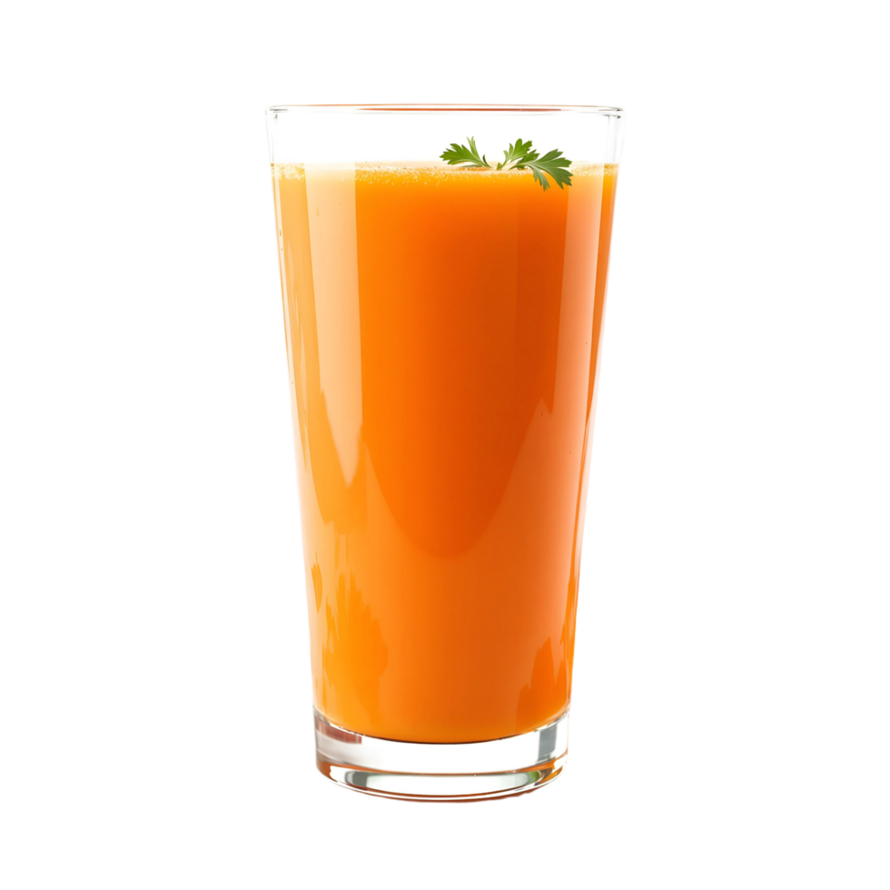 Fresh carrot juice in a glass with carrot slices png