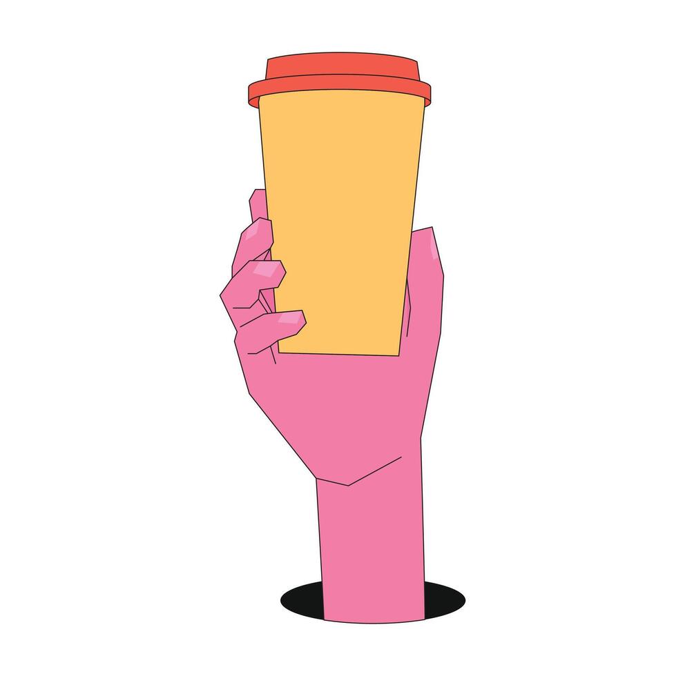 Illustration hand retro hold paper cup coffee vector