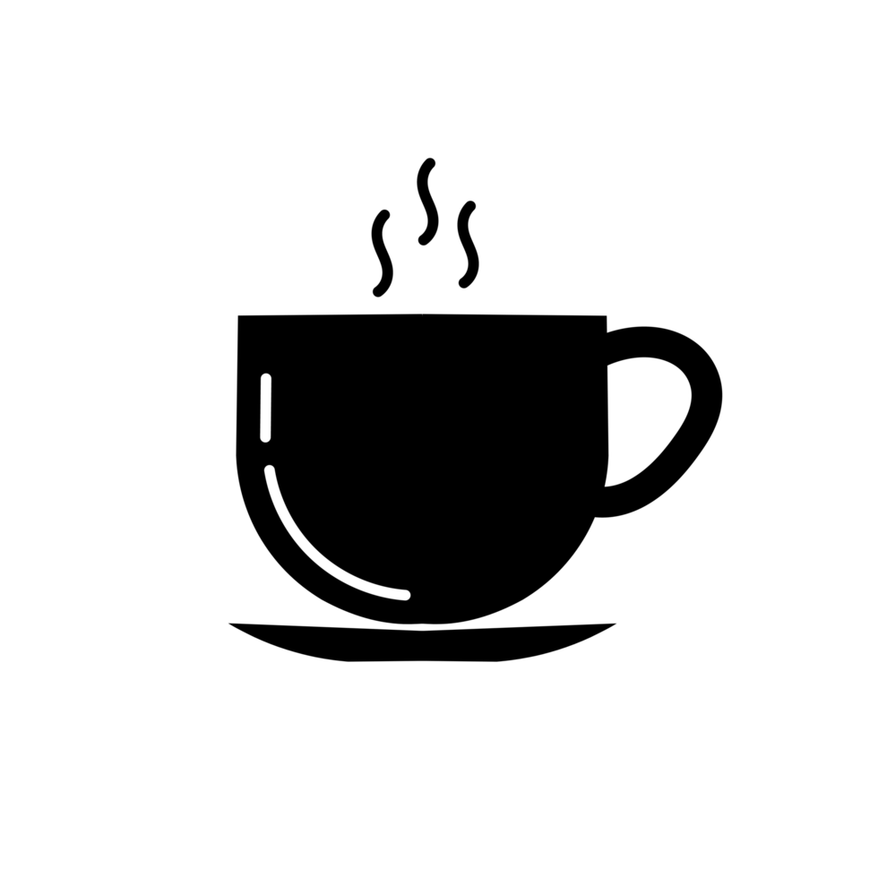 Cup coffe with steam. Flat style. png