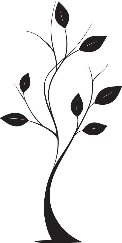 A black and white tree with leaves on it vector