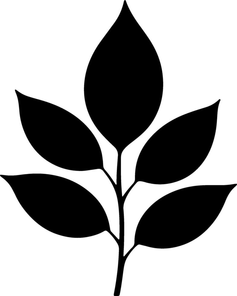 A black and white silhouette of a leaf vector