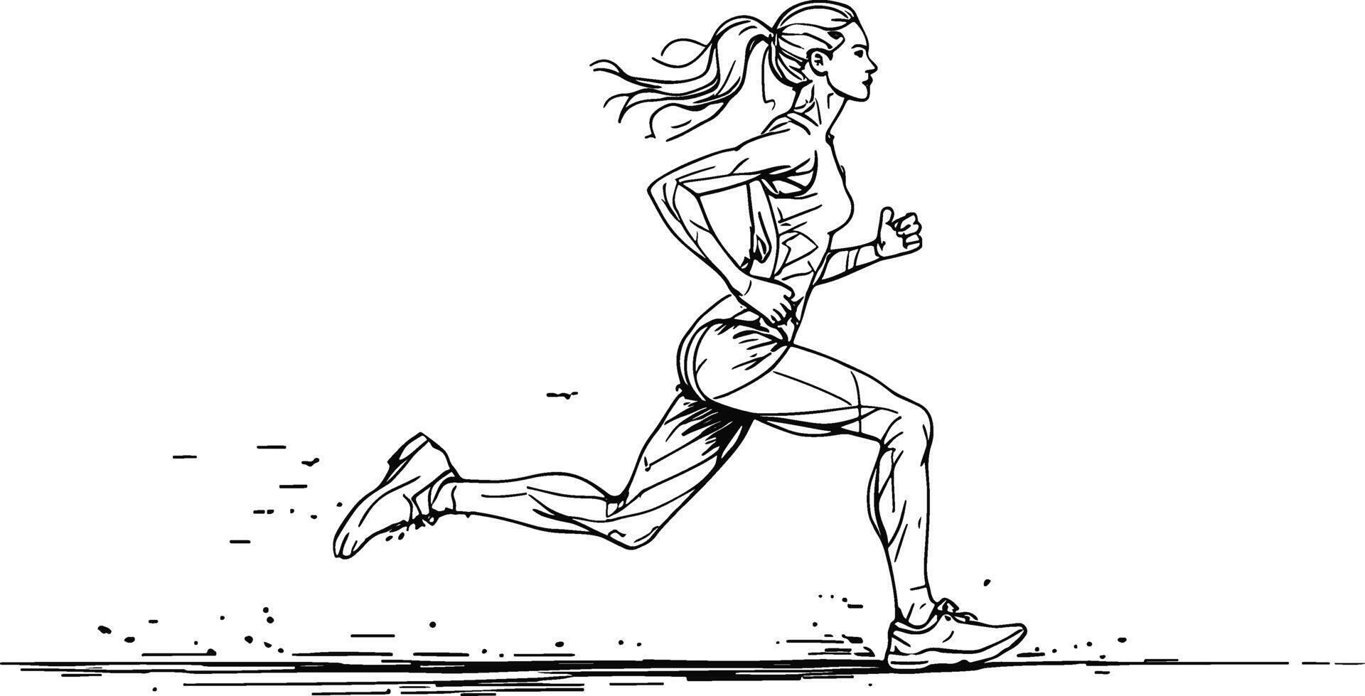 Sketch of a woman running vector