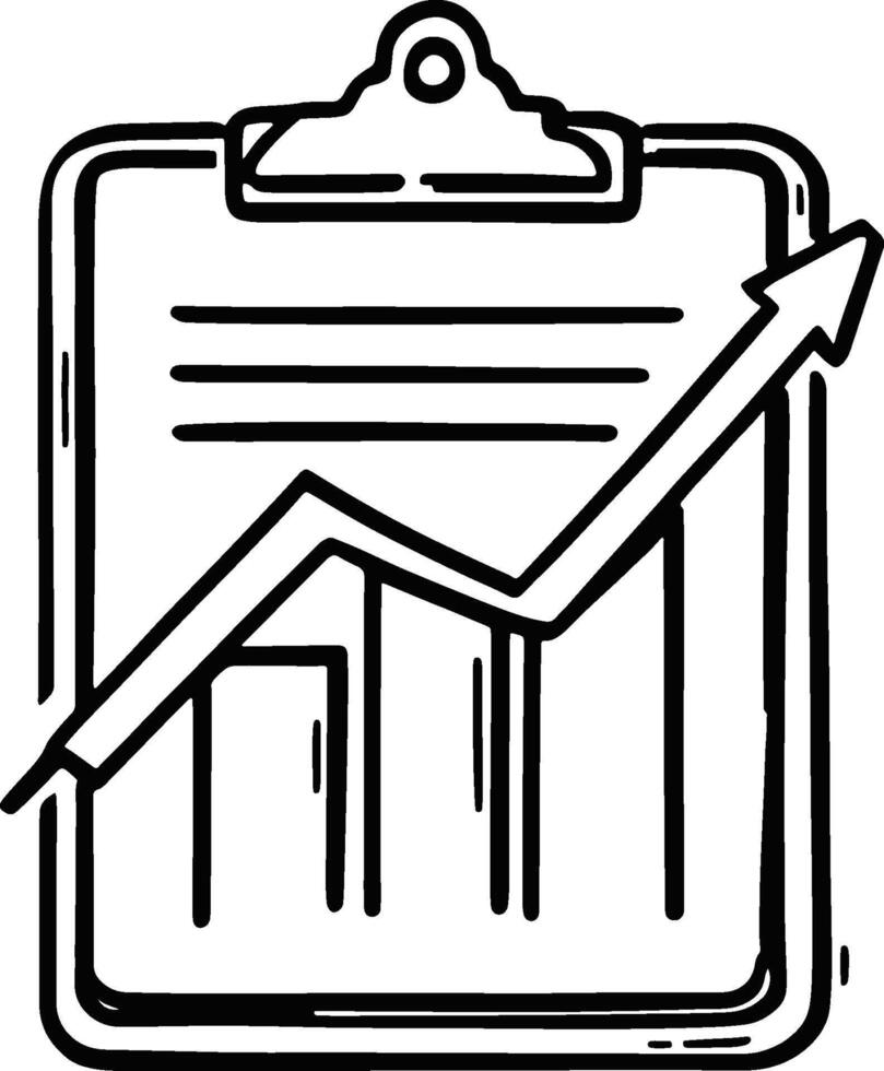 Clipboard with an arrow and a graph on it vector