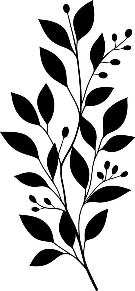 Black and white silhouette of leaves vector
