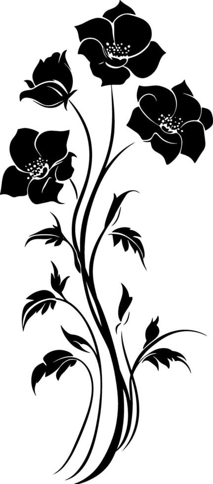 Black and white flowers on a branch vector