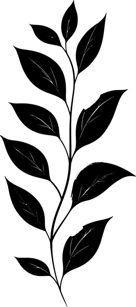 Black and white drawing of leaves vector