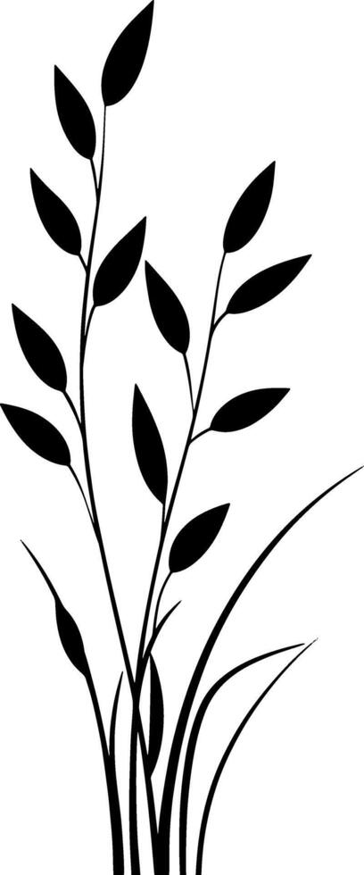 A black and white silhouette of a plant vector