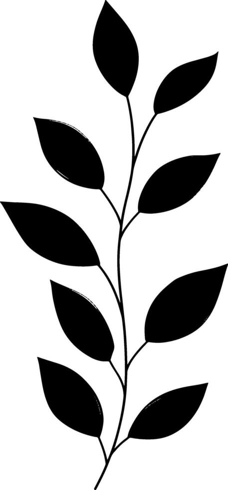 A black and white illustration of a leaf vector