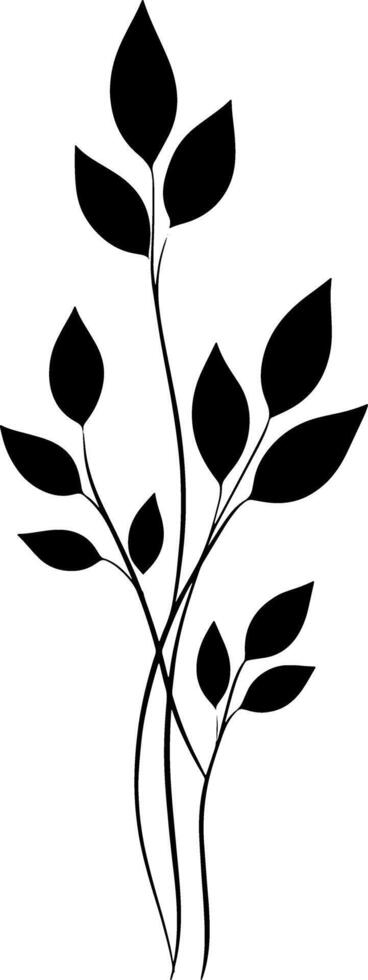 A black and white silhouette of leaves on a white background vector