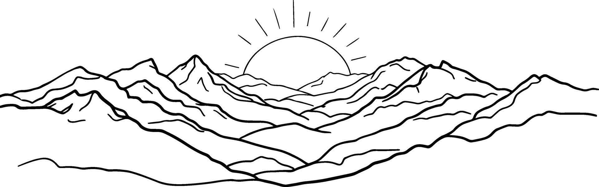 Mountains coloring pages vector