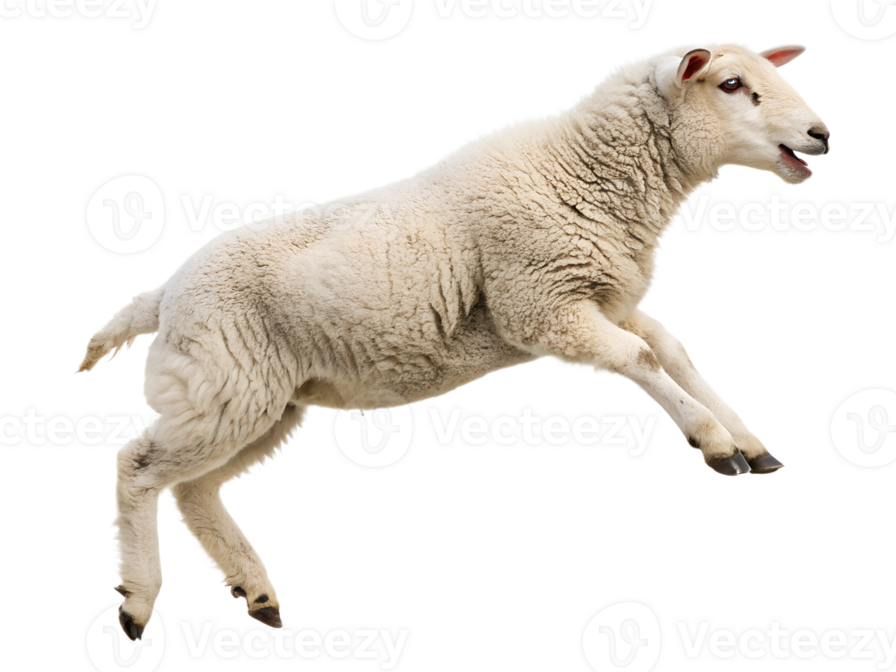 The sheep is jumping, isolated on a transparent background png