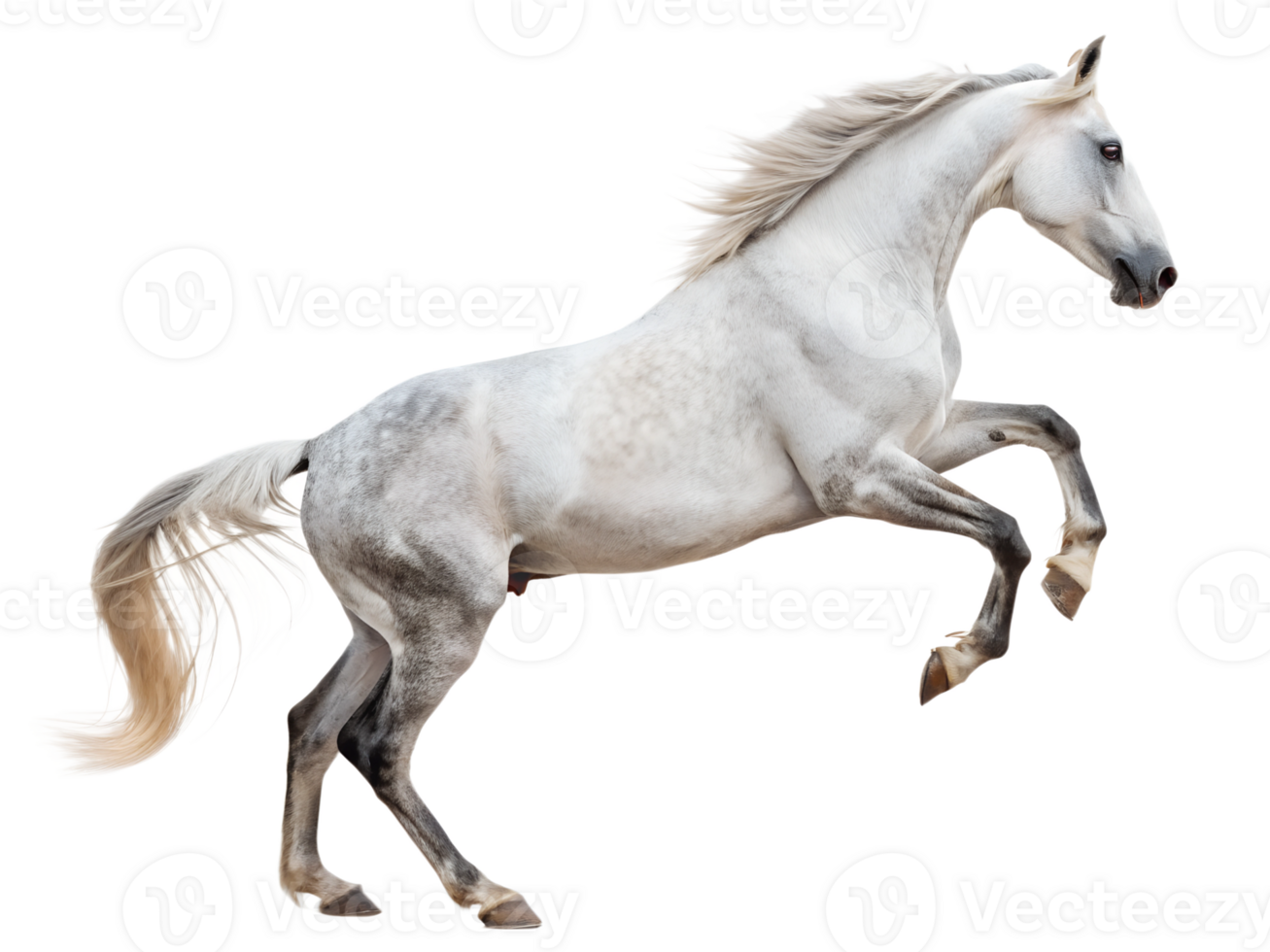 Photograph a horse leaping on mid-air isolated on a transparent background png