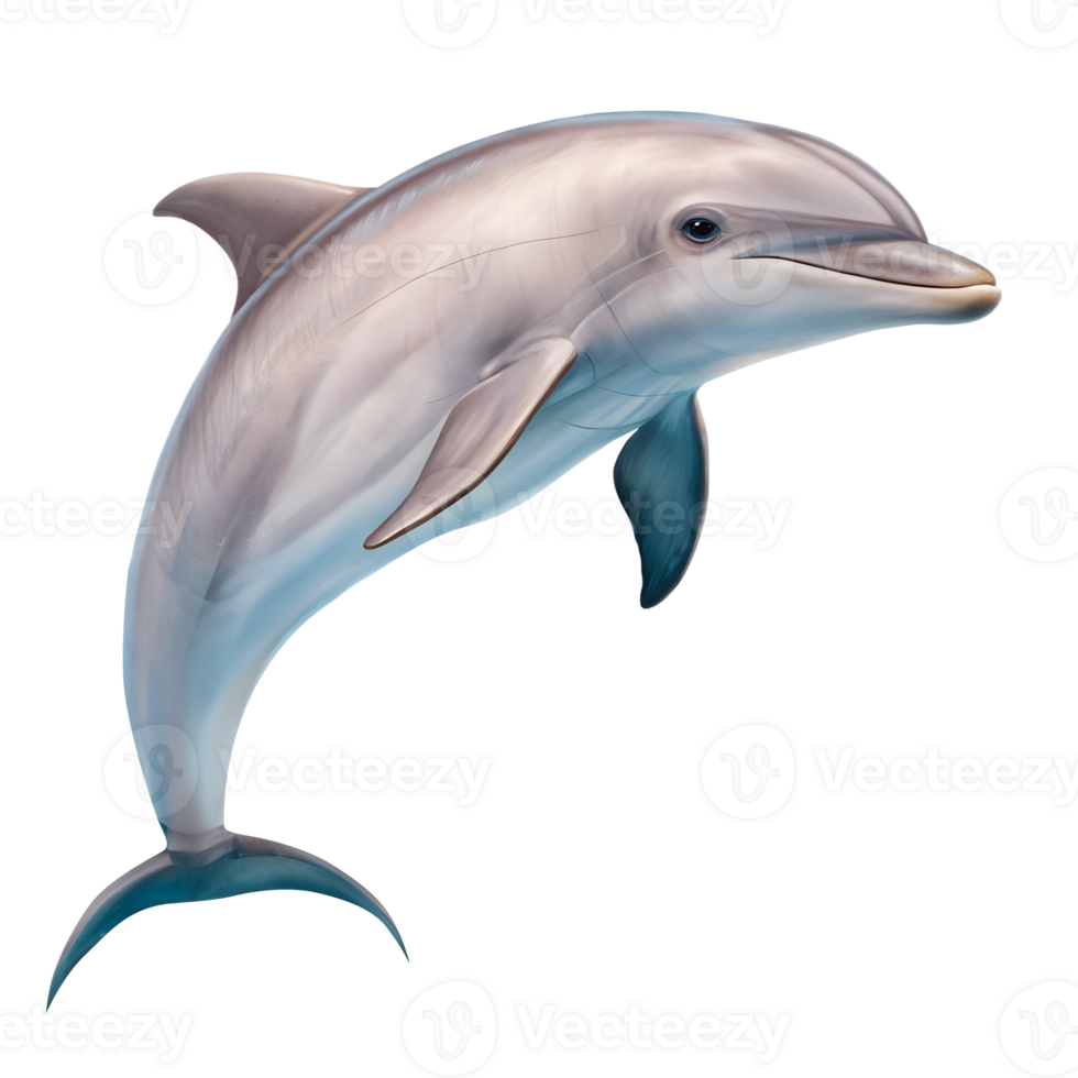 Illustration of A rare dolphin with a rounded head, isolated on a transparent background png