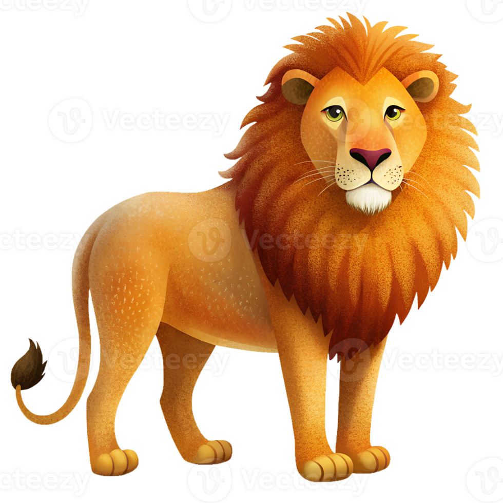 Illustration style cartoon anime, lion isolated on a transparent background png
