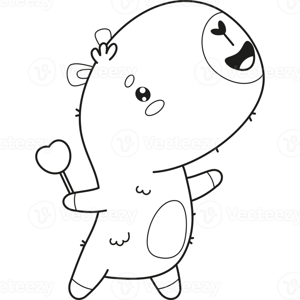 Outline capybara with heart png