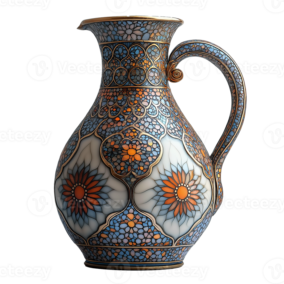 Ornate Water Jug for Iftar, Symbolizing Hospitality During Ramadan, Isolated on Transparent Background png
