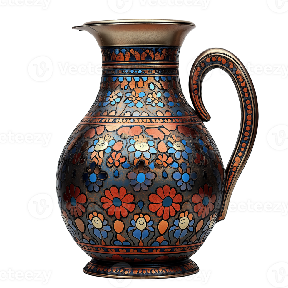 An ornate water jug used for iftar, isolated on Transparent background. The jug is traditionally styled with intricate detailing, symbolizing hospitality during Ramadan png