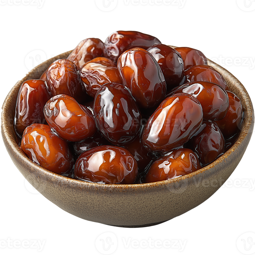 Bowl of Richly Textured Dates, Isolated On Transparent Background png